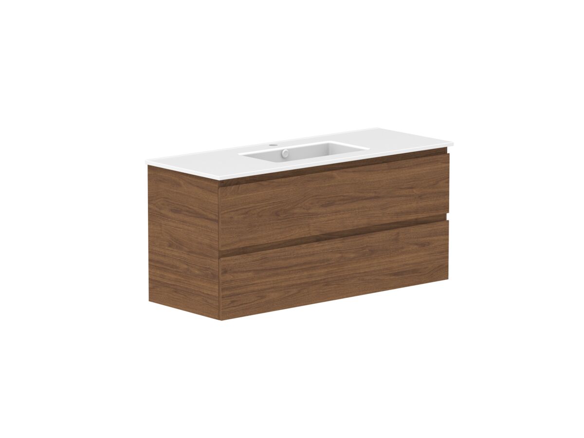 Reece Posh Domaine All Drawer Twin 1200mm Wall Hung Vanity Centre Basin Matte White Ceramic Top
