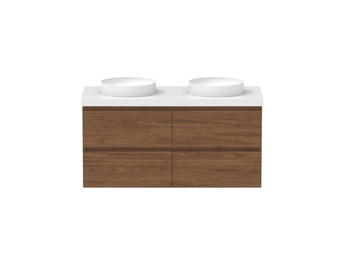 reece Posh Domaine All Drawer Twin 1200mm Wall Hung Vanity Double Basin 50mm Durasein Top