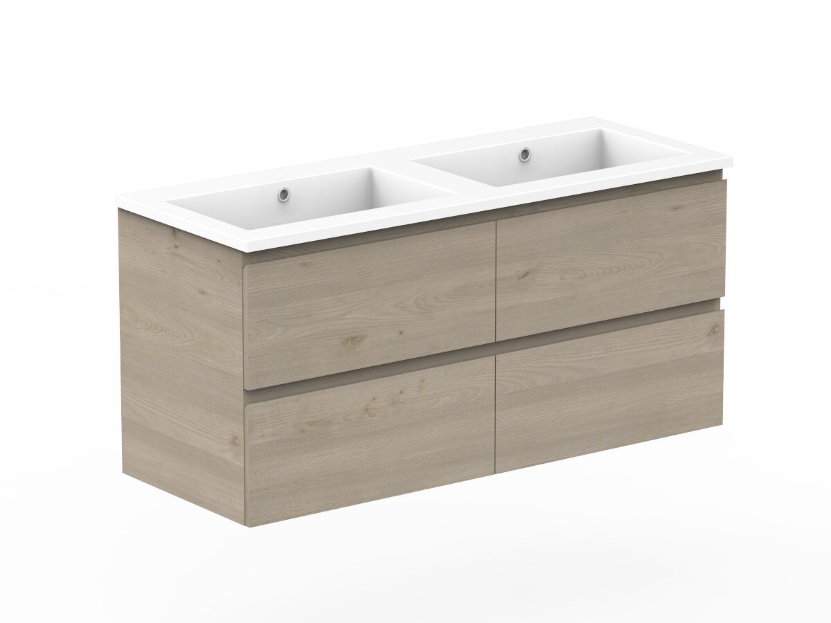 Reece Posh Domaine All Drawer Twin 1200mm Wall Hung Vanity Double Basin Cast Marble Top