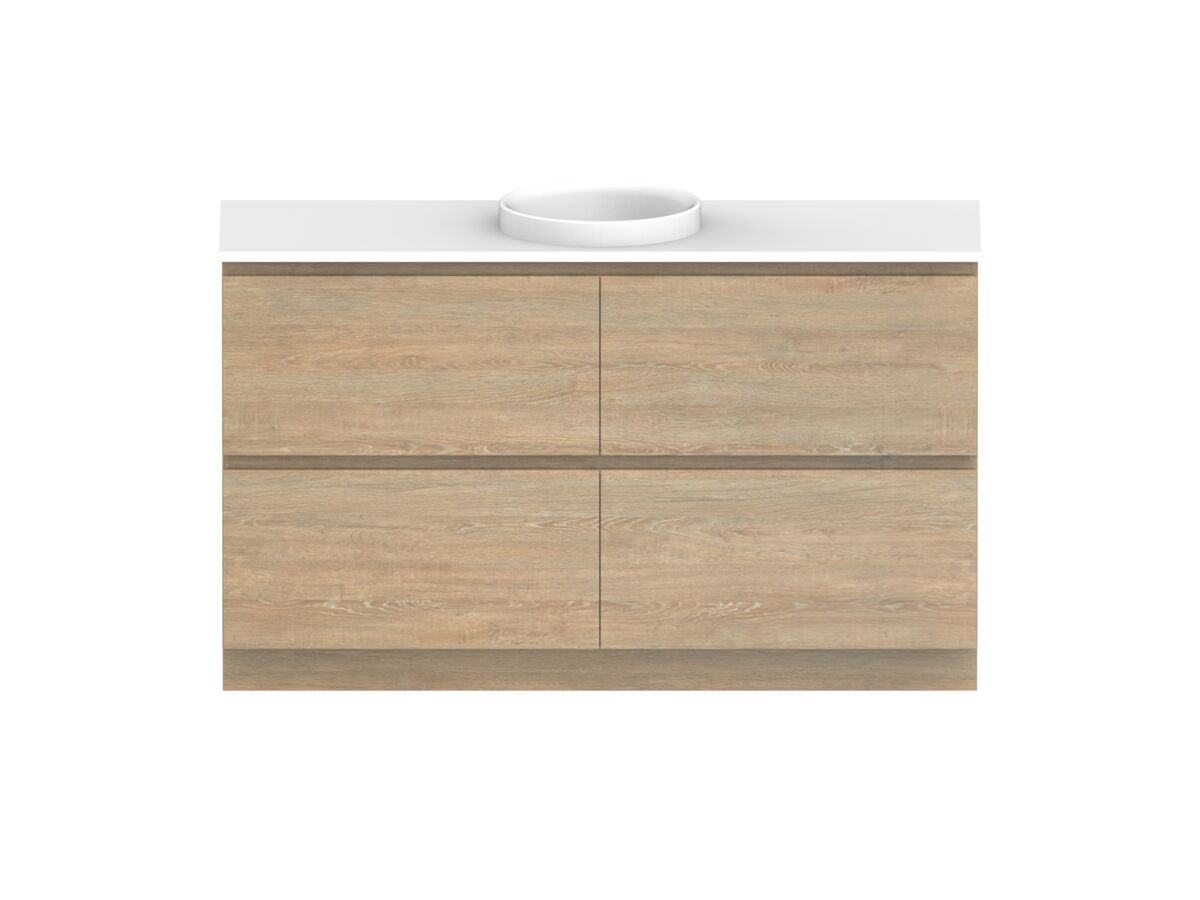 reece Posh Domaine All Drawer Twin 1500mm Floor Mounted Vanity Centre Basin 20mm Cherry Pie Top
