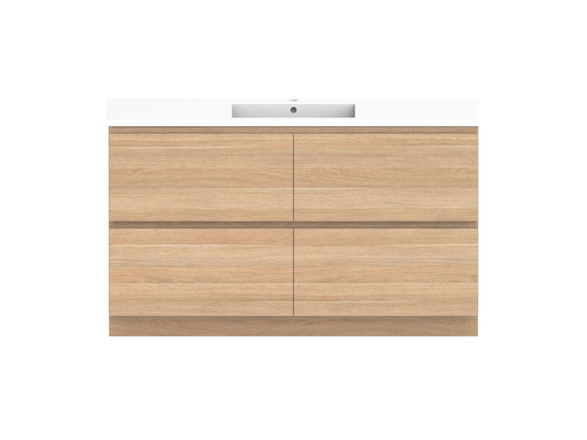 reece Posh Domaine All Drawer Twin 1500mm Floor Mounted Vanity Centre Basin Cast Marble Top