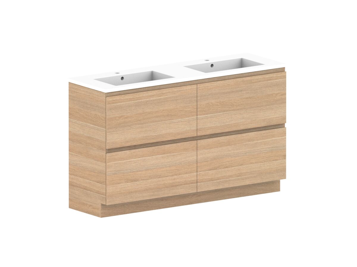 Reece Posh Domaine All Drawer Twin 1500mm Floor Mounted Vanity Double Basin Cast Marble Top