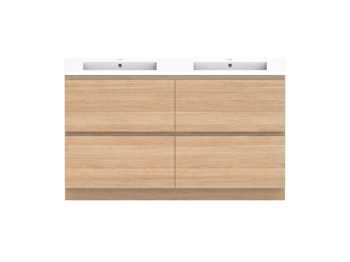 reece Posh Domaine All Drawer Twin 1500mm Floor Mounted Vanity Double Basin Cast Marble Top
