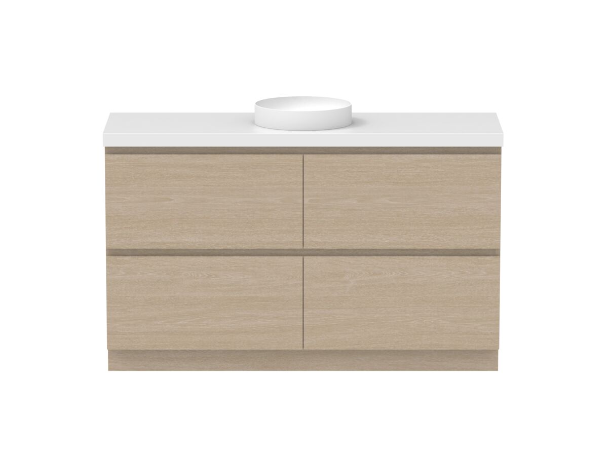 reece Posh Domaine All Drawer Twin 1500mm Floor Mounted Vanity Centre Basin 50mm Cherry Pie Top