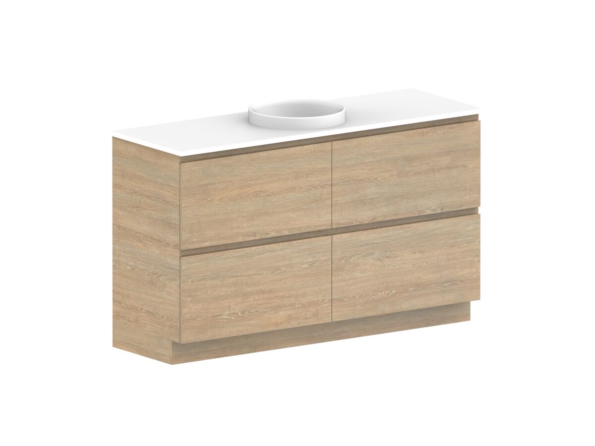 Reece Posh Domaine All Drawer Twin 1500mm Floor Mounted Vanity Centre Basin 20mm Cherry Pie Top