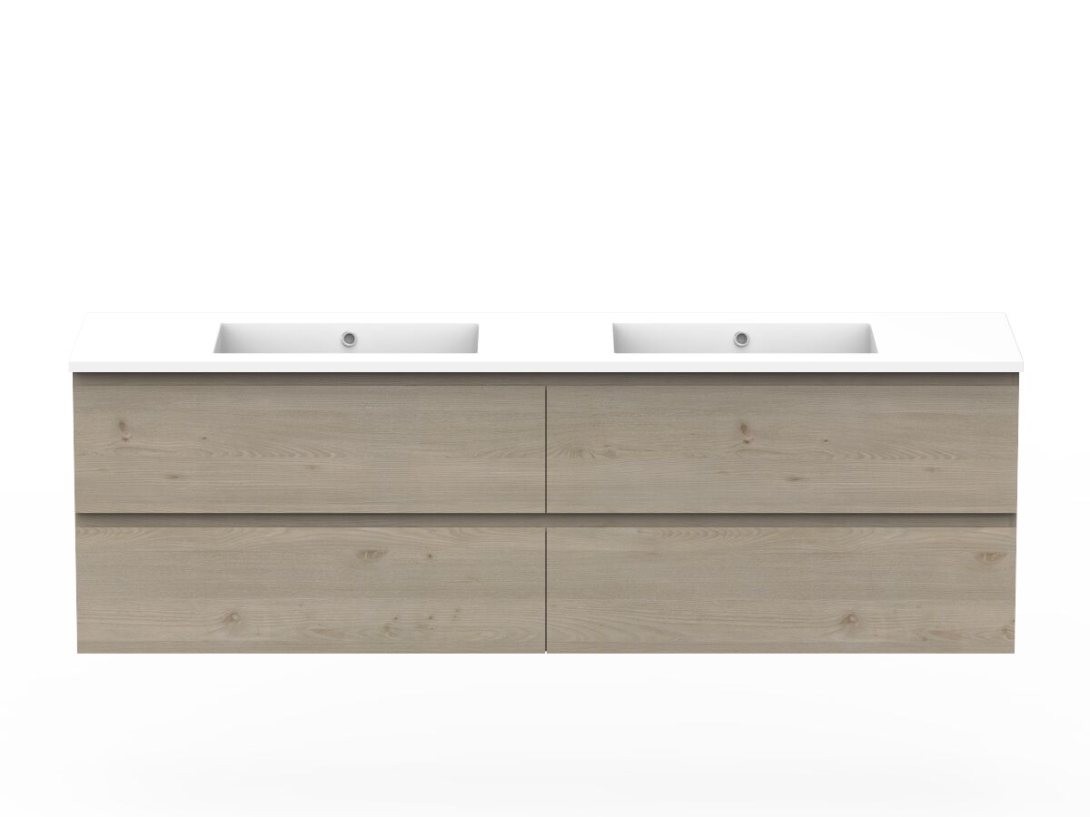 reece Posh Domaine All-Drawer Twin 1800mm Double Bowl Wall Hung Vanity Cast Marble Top
