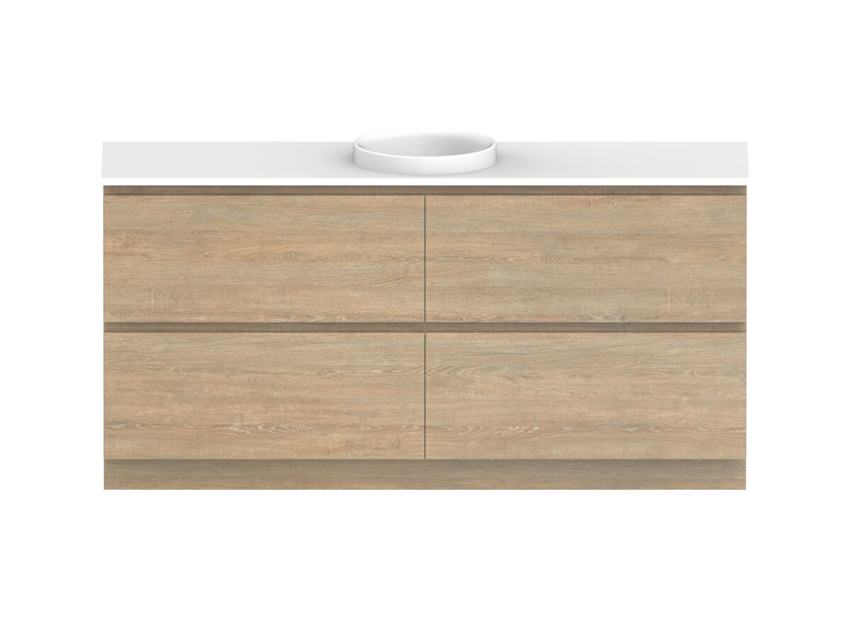 reece Posh Domaine All Drawer Twin 1800mm Floor Mounted Vanity Centre Basin 20mm Cherry Pie Top