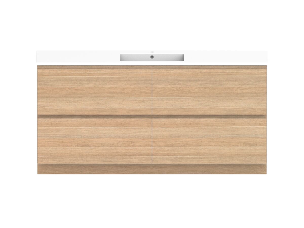 reece Posh Domaine All Drawer Twin 1800mm Floor Mounted Vanity Centre Basin Cast Marble Top