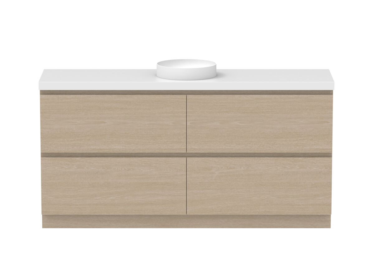 reece Posh Domaine All Drawer Twin 1800mm Floor Mounted Vanity Centre Basin 50mm Cherry Pie Top
