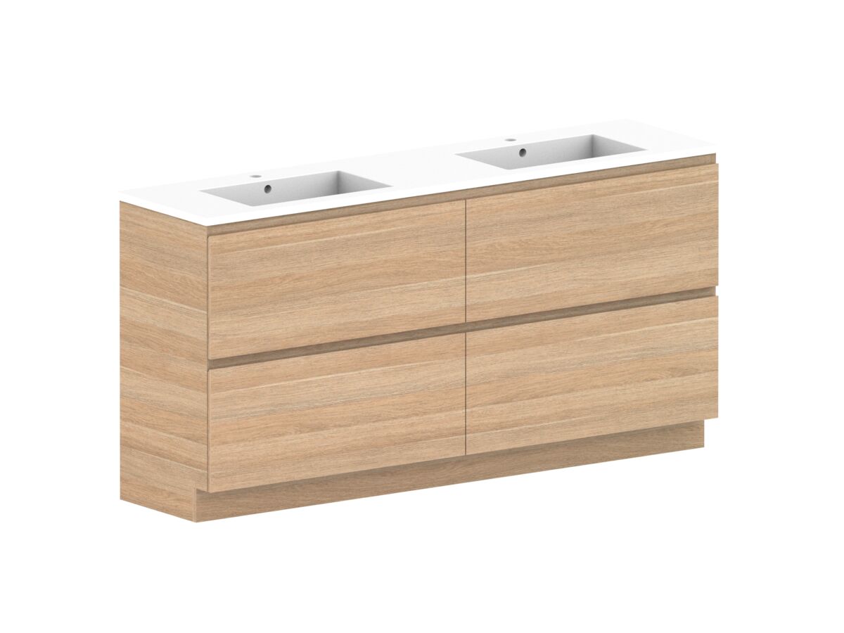 Reece Posh Domaine All Drawer Twin 1800mm Floor Mounted Vanity Double Basin Cast Marble Top