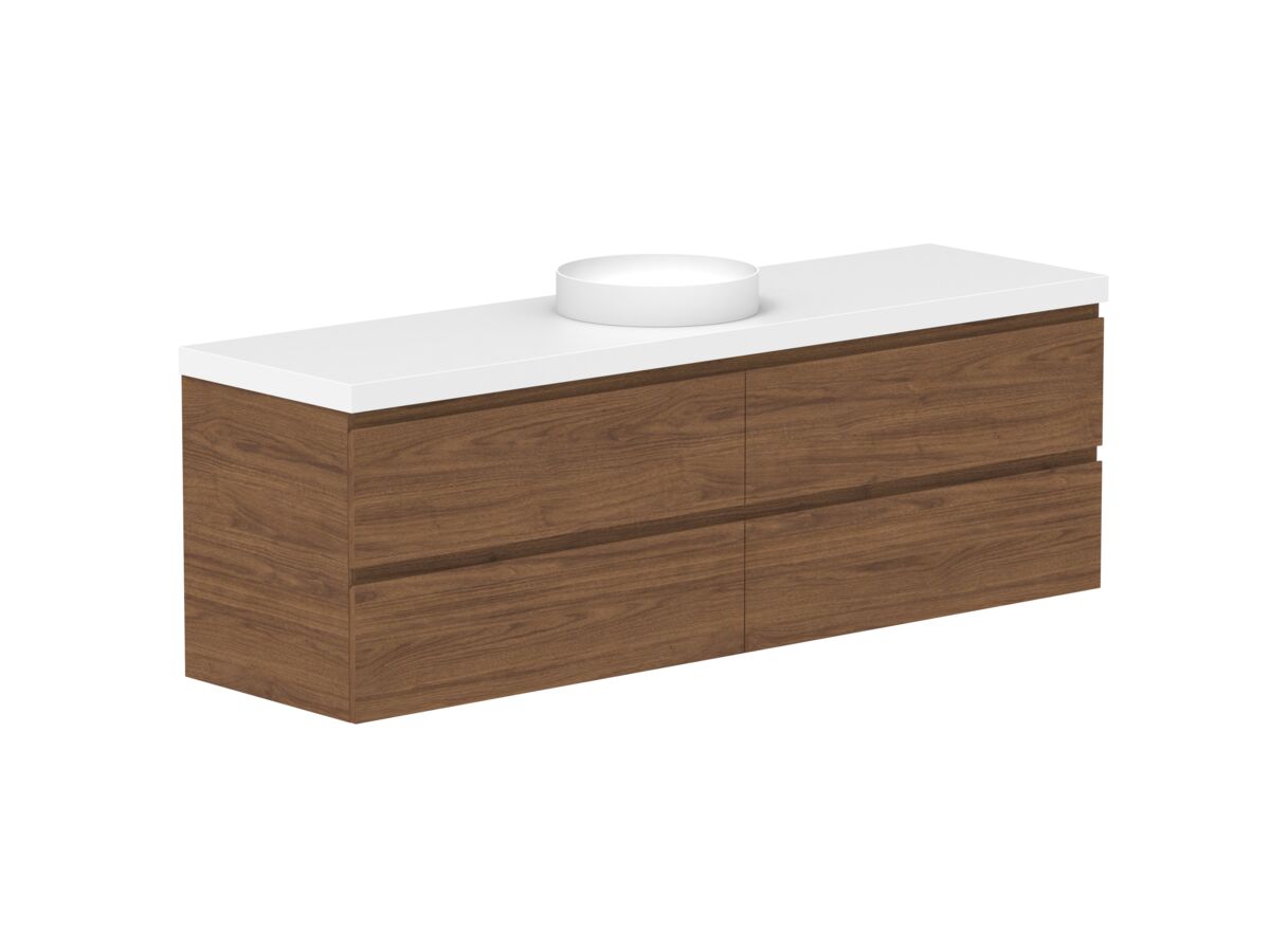 Reece Posh Domaine All Drawer Twin 1800mm Wall Hung Vanity Centre Basin 50mm Durasein Top