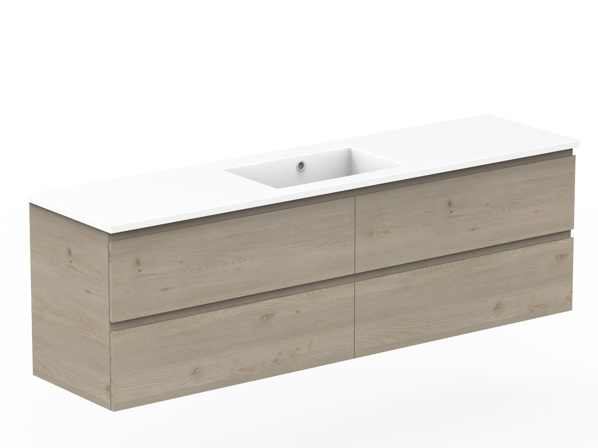 Reece Posh Domaine All Drawer Twin 1800mm Wall Hung Vanity Centre Basin Cast Marble Top