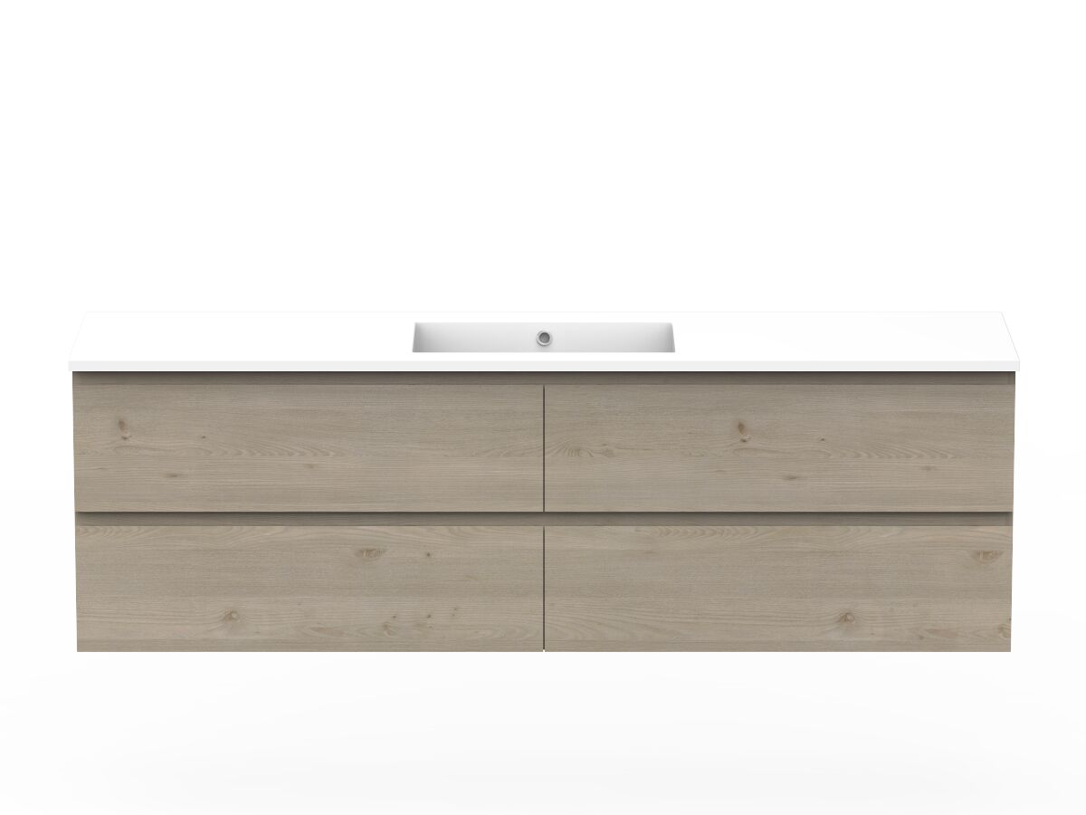 reece Posh Domaine All Drawer Twin 1800mm Wall Hung Vanity Centre Basin Cast Marble Top