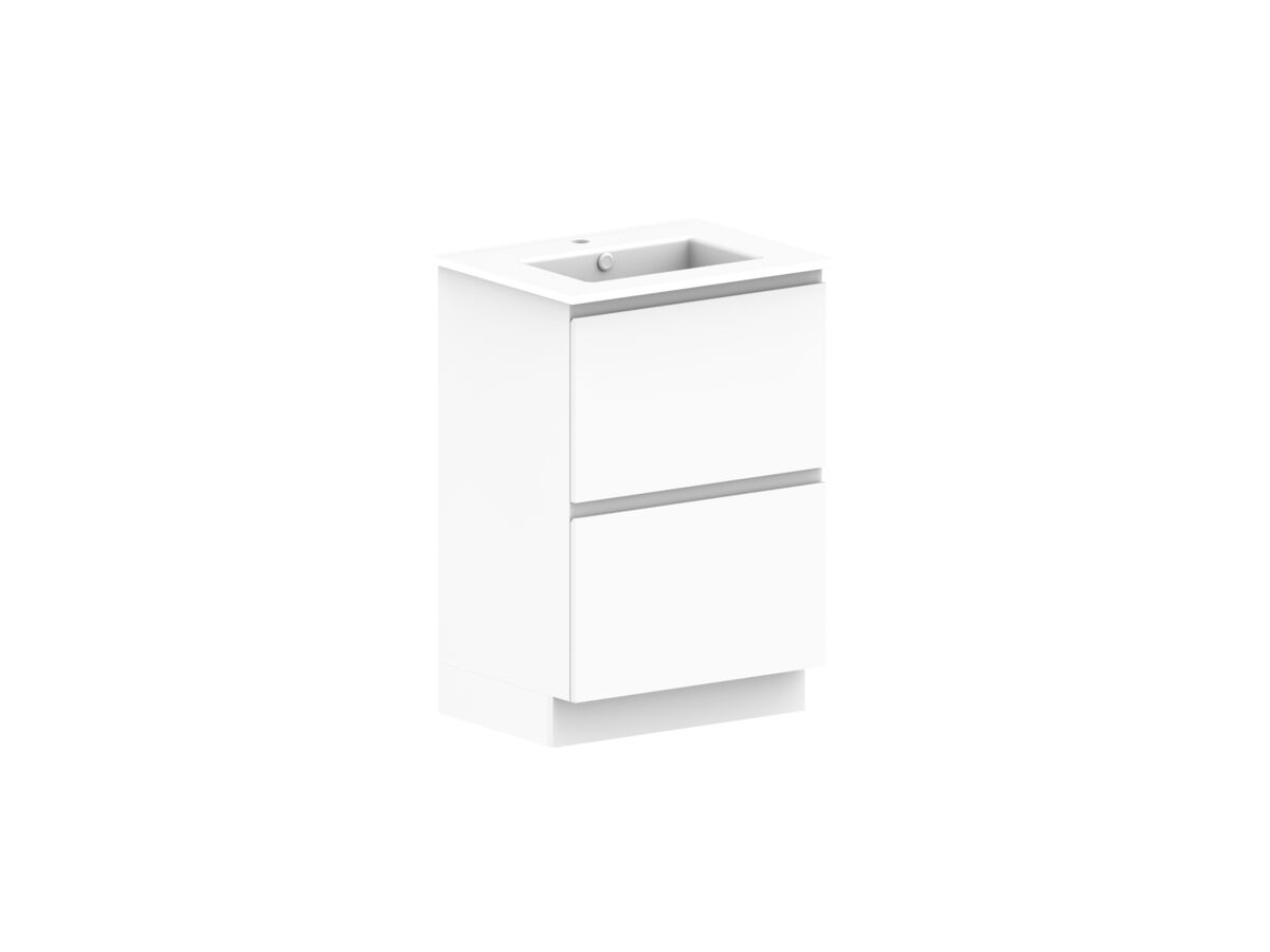 Reece Posh Domaine All Drawer Twin 600mm Floor Mounted Vanity Centre Basin Ceramic Top