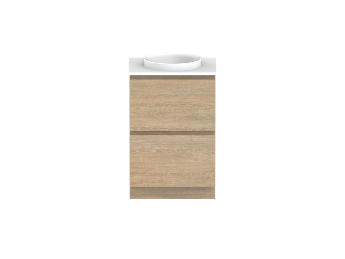 reece Posh Domaine All Drawer Twin 600mm Floor Mounted Vanity Centre Basin 20mm Cherry Pie Top