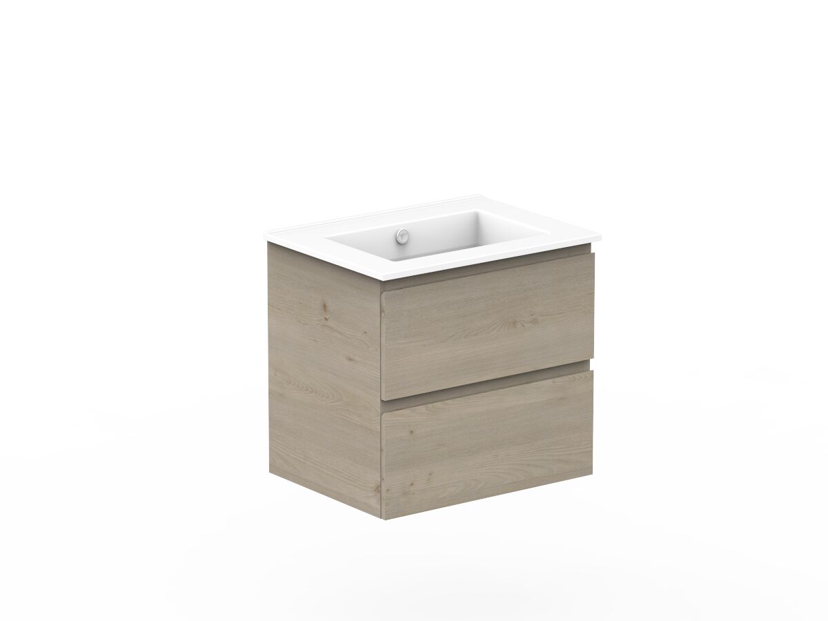 Reece Posh Domaine All Drawer Twin 600mm Wall Hung Vanity Centre Basin Ceramic Top