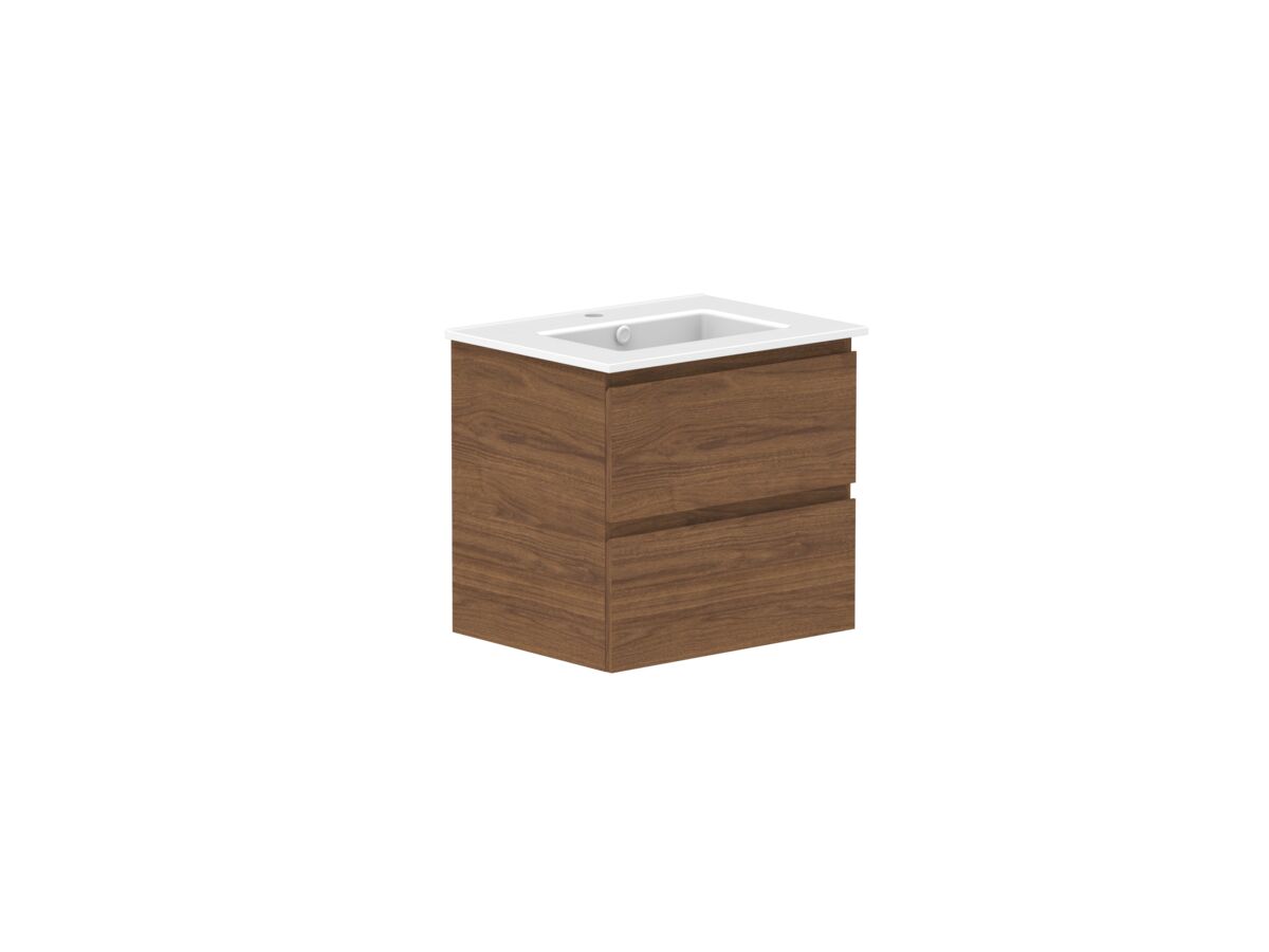 Reece Posh Domaine All Drawer Twin 600mm Wall Hung Vanity Centre Basin Matte White Ceramic Top