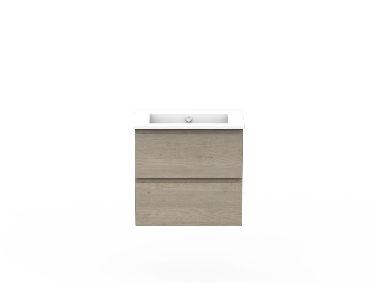 reece Posh Domaine All Drawer Twin 600mm Wall Hung Vanity Centre Basin Ceramic Top