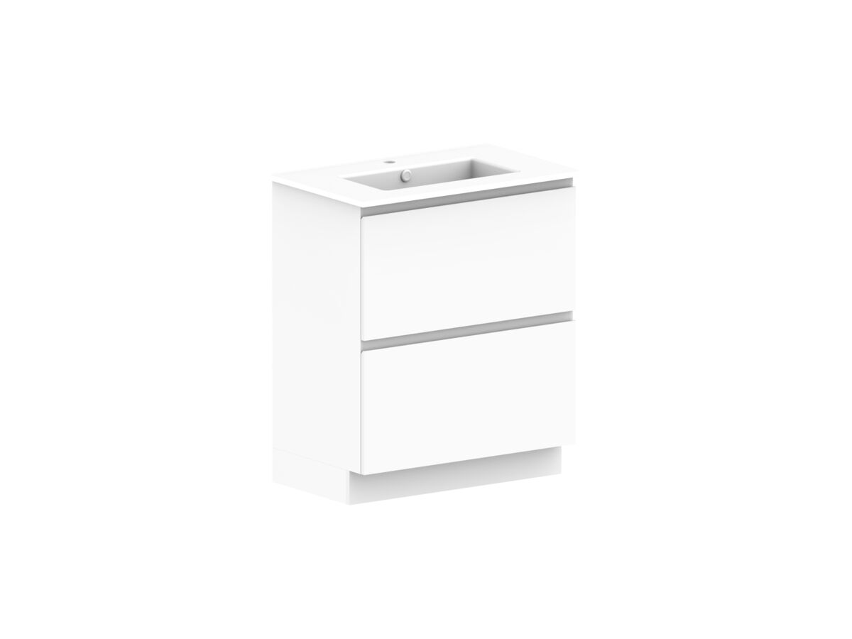 Reece Posh Domaine All Drawer Twin 750mm Floor Mounted Vanity Centre Basin Ceramic Top
