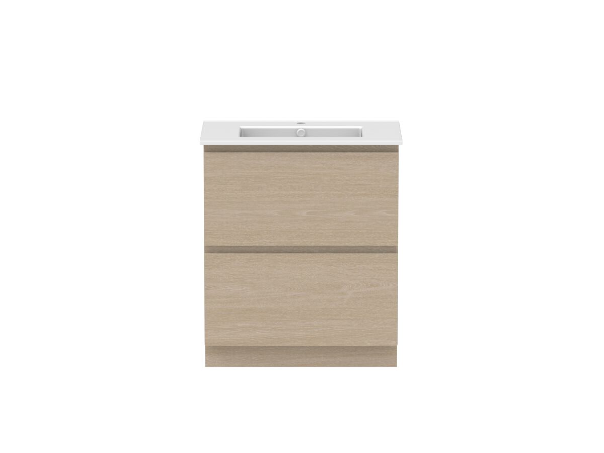 reece Posh Domaine All Drawer Twin 750mm Floor Mounted Vanity Centre Basin Matte White Ceramic Top