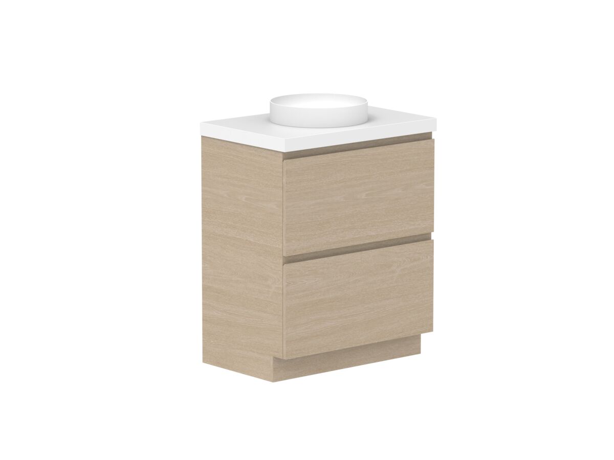 Reece Posh Domaine All Drawer Twin 750mm Floor Mounted Vanity Centre Basin 50mm Durasein Top