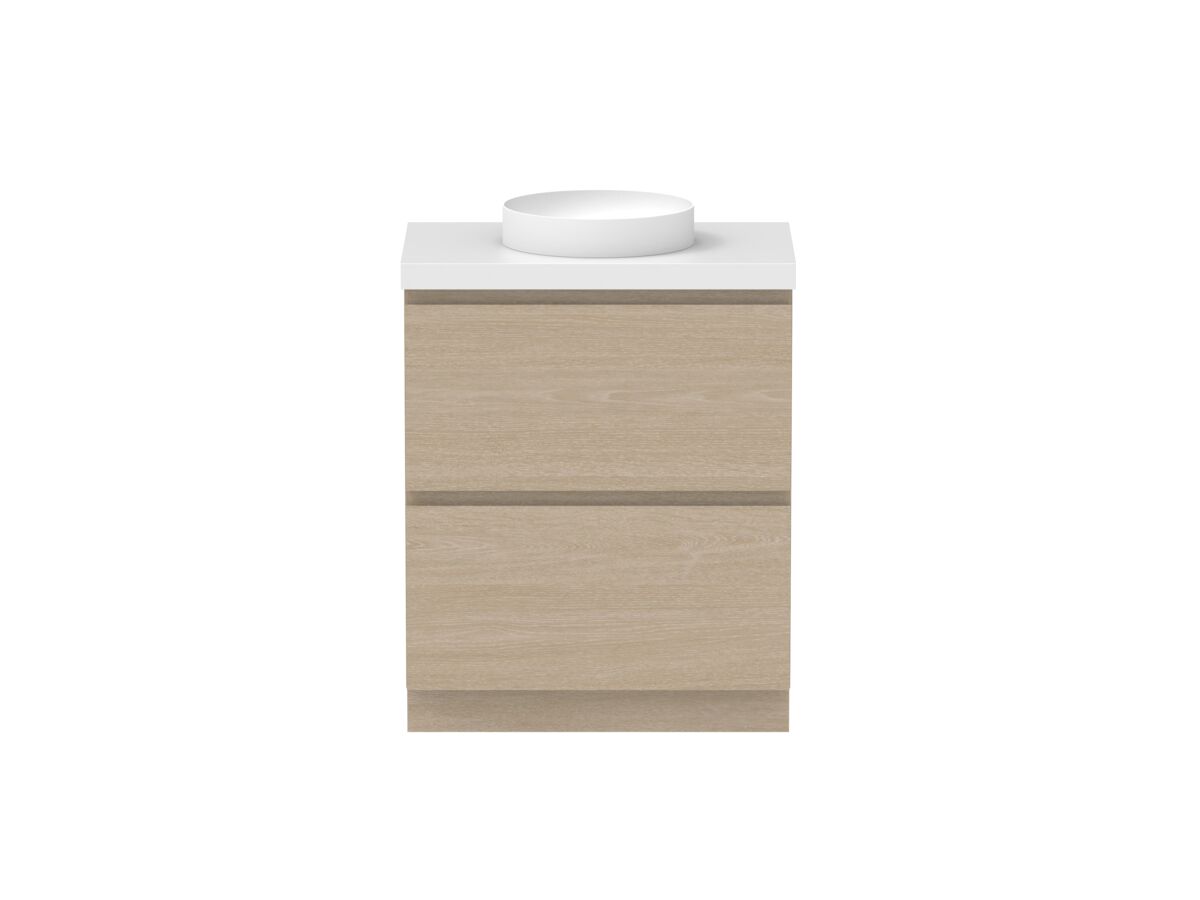 reece Posh Domaine All Drawer Twin 750mm Floor Mounted Vanity Centre Basin 50mm Durasein Top