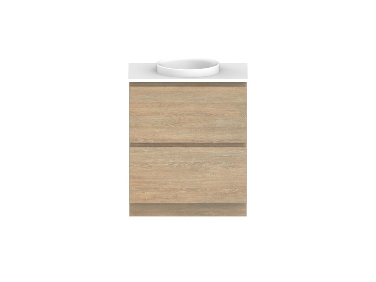 reece Posh Domaine All Drawer Twin 750mm Floor Mounted Vanity Centre Basin 20mm Cherry Pie Top
