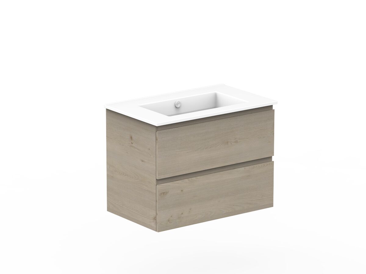 Reece Posh Domaine All Drawer Twin 750mm Wall Hung Vanity Centre Basin Ceramic Top