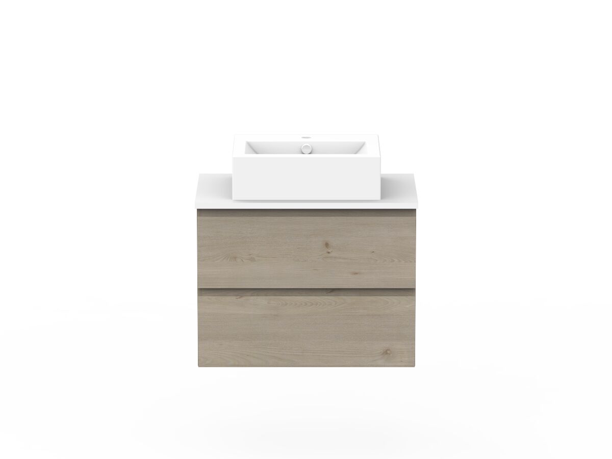 reece Posh Domaine All Drawer Twin 750mm Wall Hung Vanity Centre Basin 20mm Cherry Pie Top
