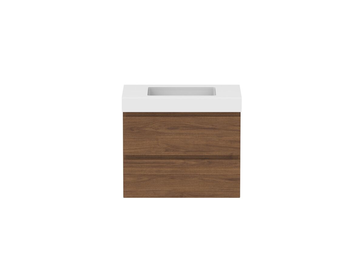 reece Posh Domaine All Drawer Twin 750mm Wall Hung Vanity Centre Basin 90mm Durasein Top