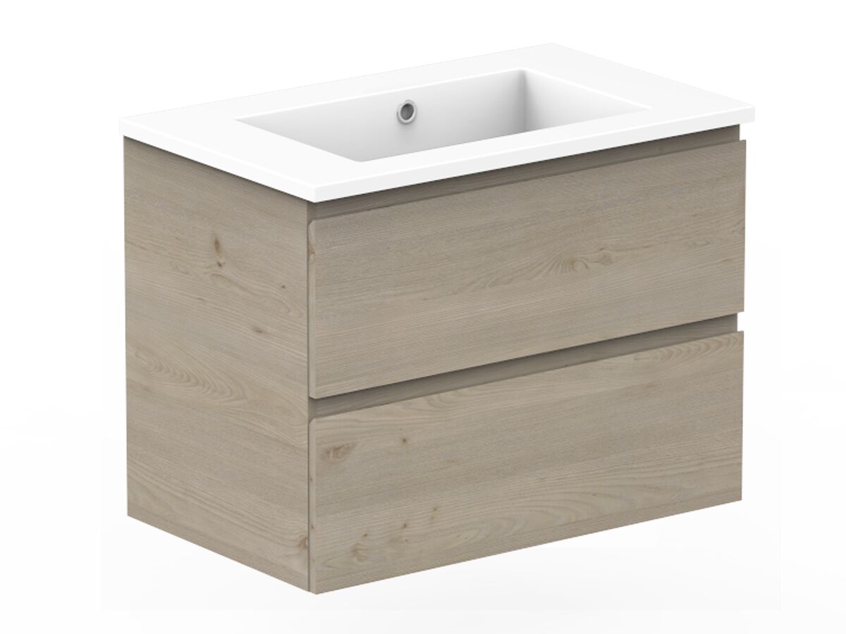 Reece Posh Domaine All Drawer Twin 750mm Wall Hung Vanity Centre Basin Cast Marble Top
