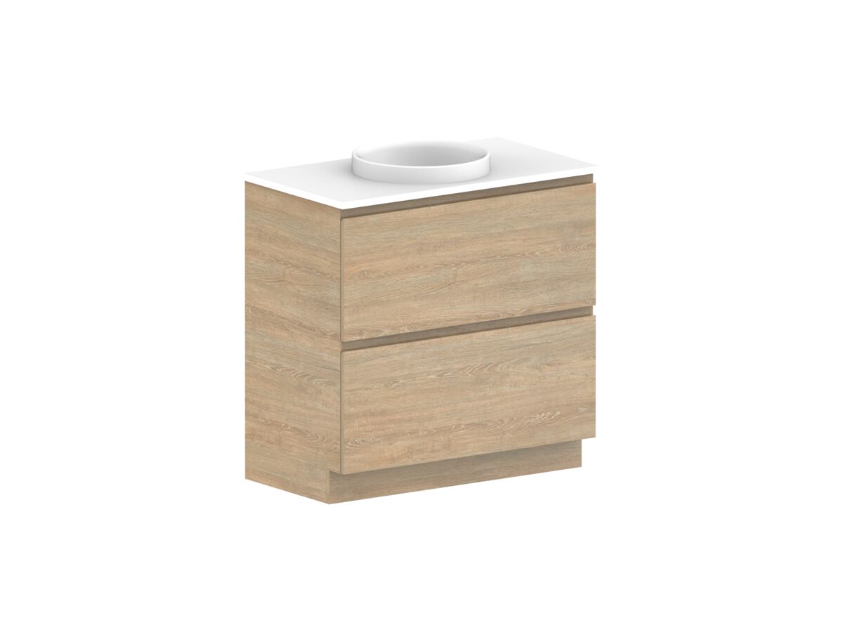 Reece Posh Domaine All Drawer Twin 900mm Floor Mounted Vanity Centre Basin 20mm Cherry Pie Top