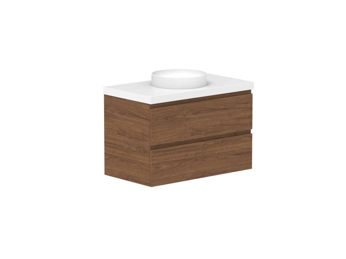 Reece Posh Domaine All Drawer Twin 900mm Wall Hung Vanity Centre Basin 50mm Cherry Pie Top