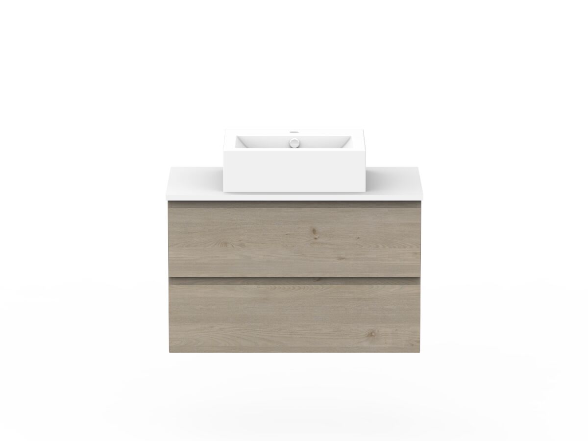 reece Posh Domaine All Drawer Twin 900mm Wall Hung Vanity Centre Basin 20mm Cherry Pie Top