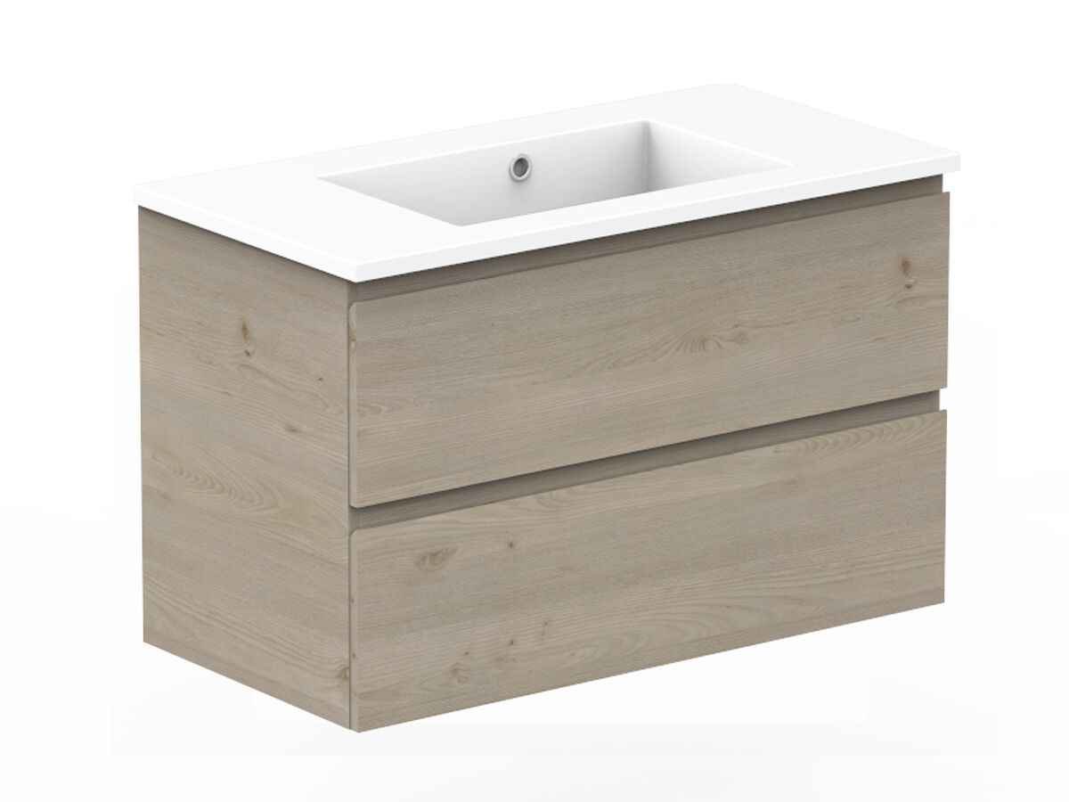 Reece Posh Domaine All Drawer Twin 900mm Wall Hung Vanity Centre Basin Cast Marble Top