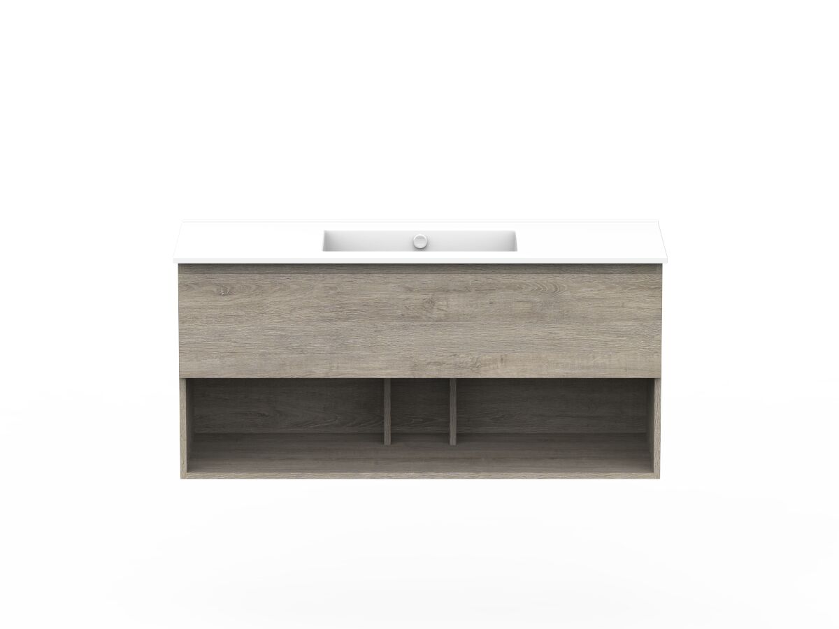 reece Posh Domaine All Drawer with Shelf 1200mm Wall Hung Vanity Centre Basin Ceramic Top