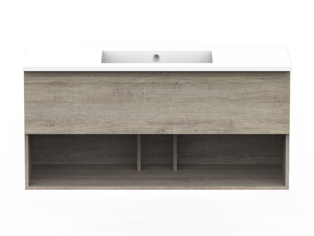 reece Posh Domaine All Drawer with Shelf 1200mm Wall Hung Vanity Centre Basin Cast Marble Top