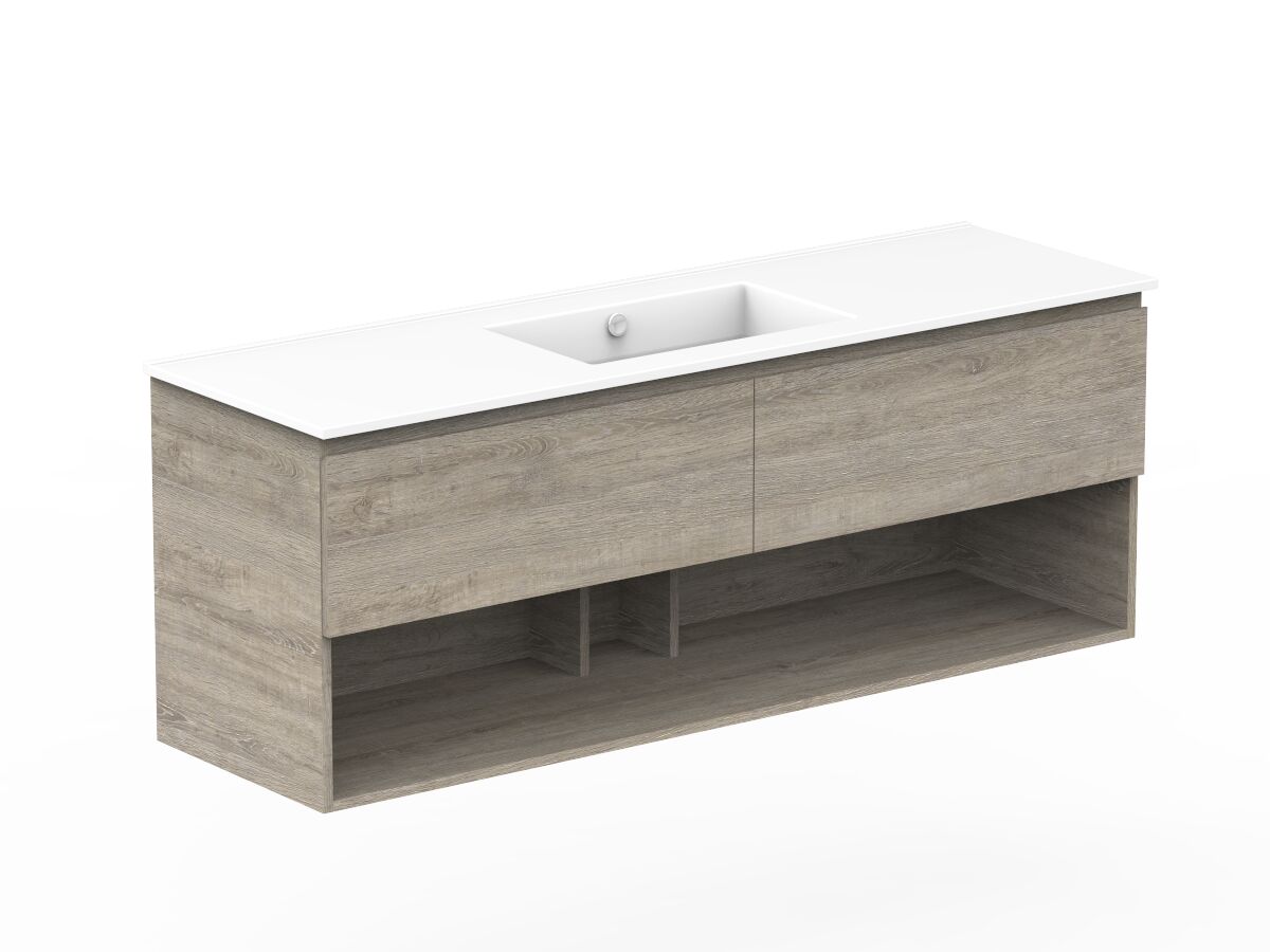 Reece Posh Domaine All Drawer With Shelf 1500mm Wall Hung Vanity Centre Basin Ceramic Top