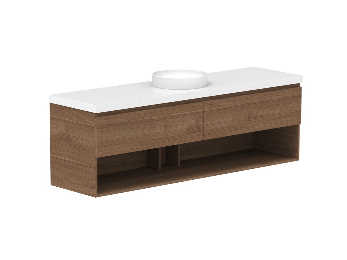 Reece Posh Domaine All Drawer With Shelf 1800mm Wall Hung Vanity Centre Basin 50mm Durasein Top