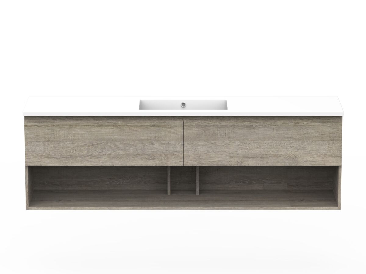 reece Posh Domaine All Drawer with Shelf 1800mm Wall Hung Vanity Centre Basin Cast Marble Top