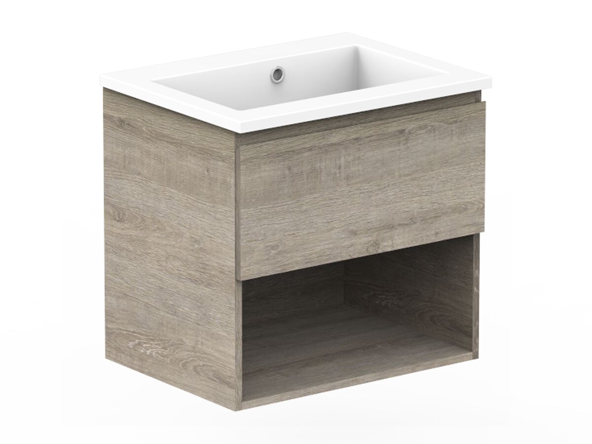 Reece Posh Domaine All Drawer With Shelf 600mm Wall Hung Vanity Centre Basin Cast Marble Top