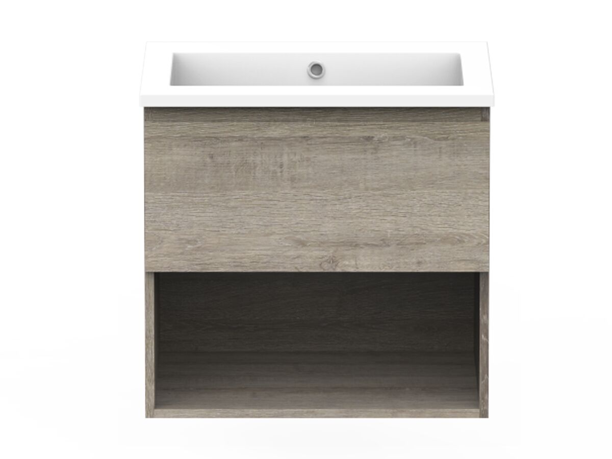 reece Posh Domaine All Drawer with Shelf 600mm Wall Hung Vanity Centre Basin Cast Marble Top