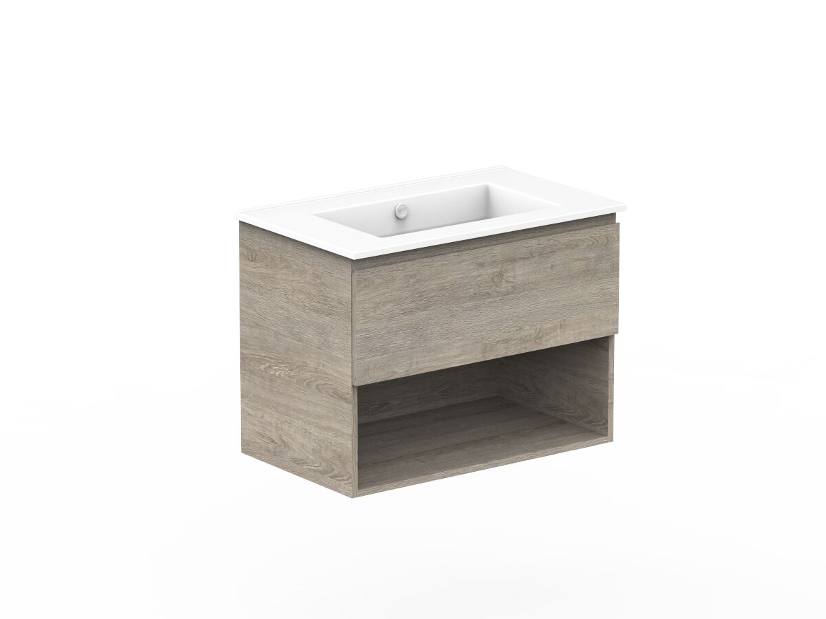 Reece Posh Domaine All Drawer With Shelf 750mm Wall Hung Vanity Centre Basin Ceramic Top