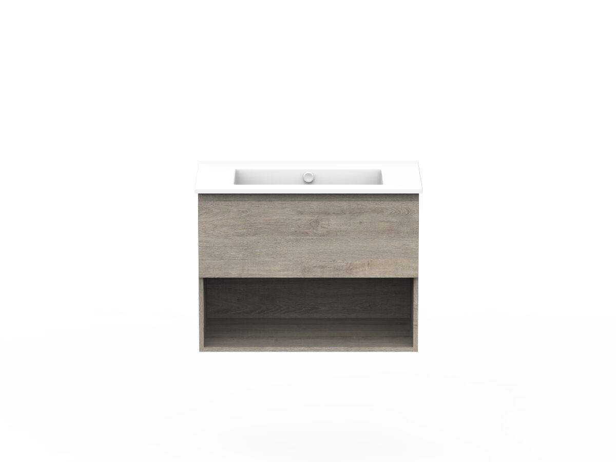 reece Posh Domaine All Drawer with Shelf 750mm Wall Hung Vanity Centre Basin Ceramic Top