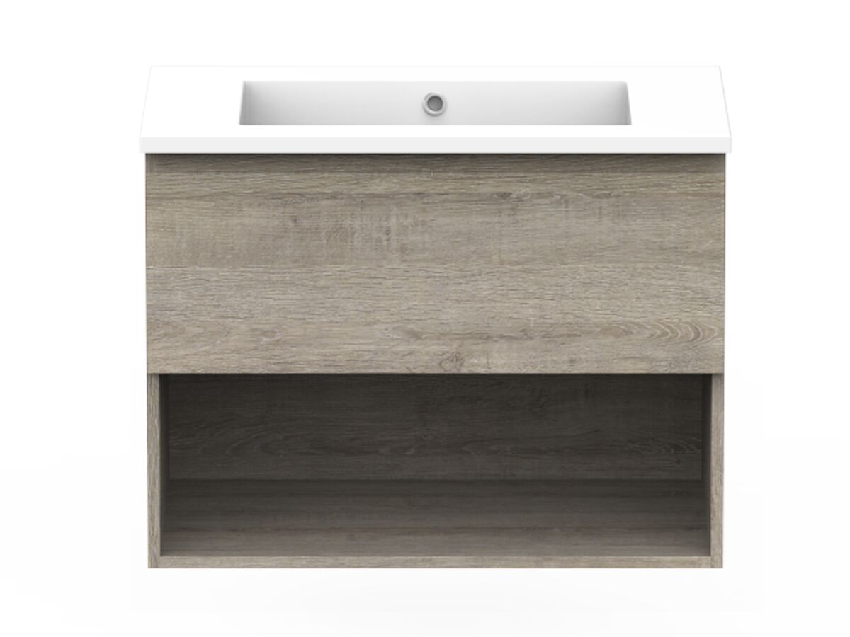 reece Posh Domaine All Drawer with Shelf 750mm Wall Hung Vanity Centre Basin Cast Marble Top