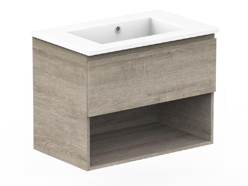 Reece Posh Domaine All Drawer With Shelf 750mm Wall Hung Vanity Centre Basin Cast Marble Top