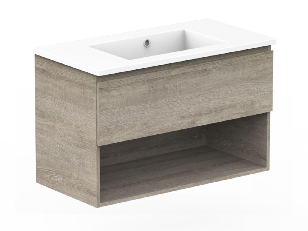 Reece Posh Domaine All Drawer With Shelf 900mm Wall Hung Vanity Centre Basin Cast Marble Top