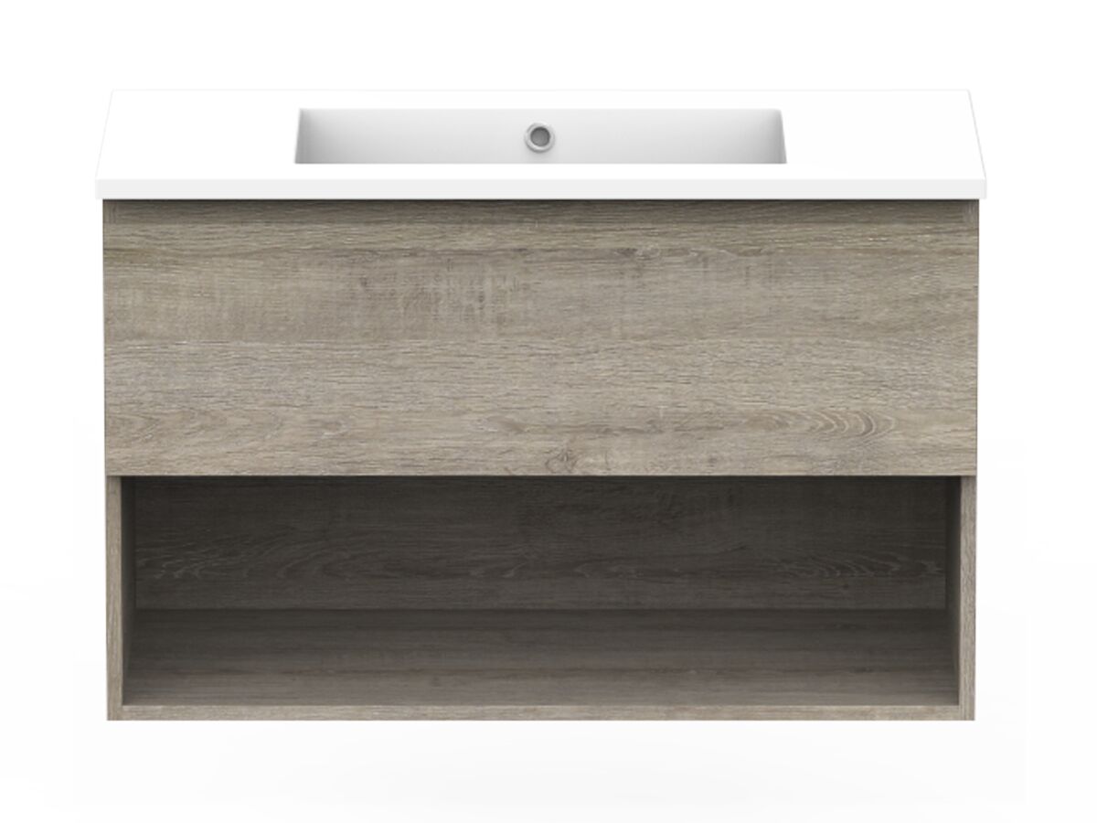 reece Posh Domaine All Drawer with Shelf 900mm Wall Hung Vanity Centre Basin Cast Marble Top