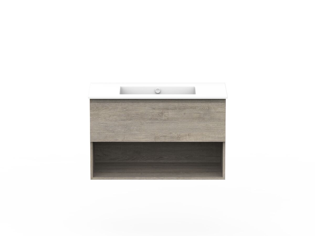 reece Posh Domaine All Drawer with Shelf 900mm Wall Hung Vanity Centre Basin Ceramic Top