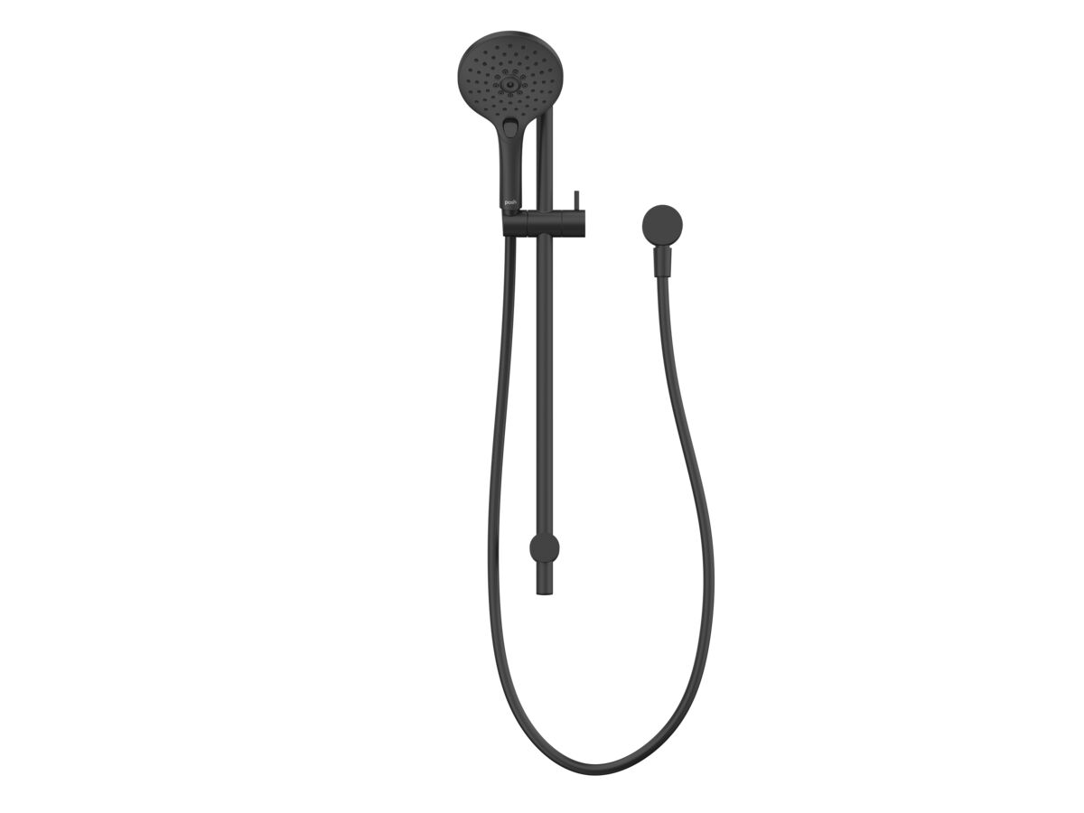 Reece Posh Domaine Brass Single Rail Shower 3 Functions With Wall Water Inlet Matte Black (4 Star)
